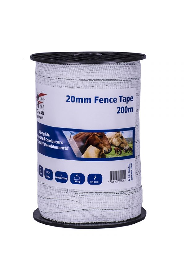 Fenceman Electric Fence Tape 20mm x 200m White (Standard)