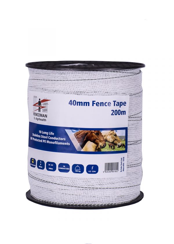 Fenceman Electric Fence Tape 40mm x 200m White (Standard)