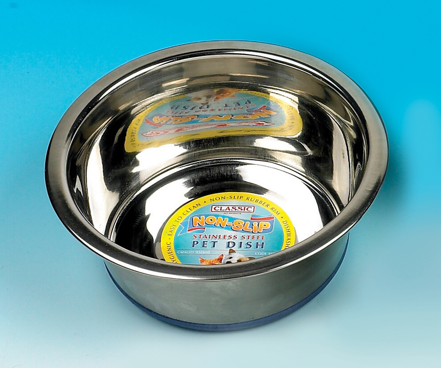 Classic Premium Stainless Steel Non Slip Pet Bowl 900ml