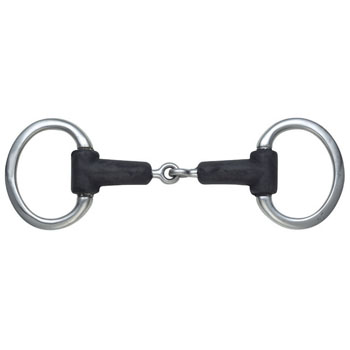 Eggbut Flat Ring Rubber Covered Snaffle Bit  5.0" ONLY (Shires)