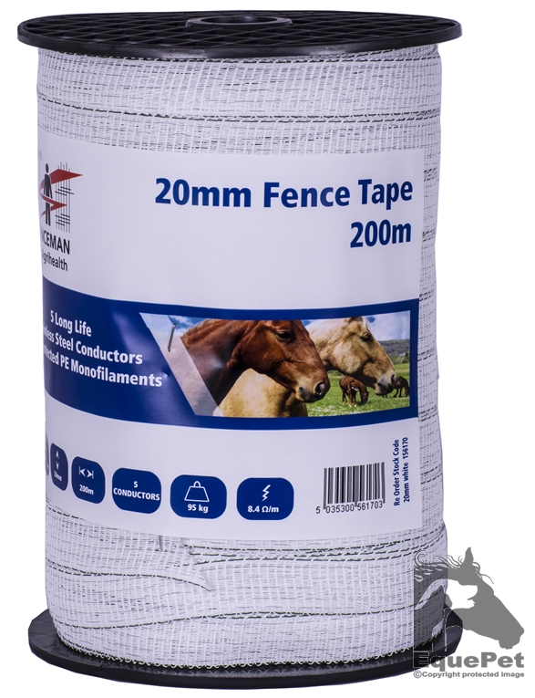 Fenceman Electric Fence Tape 200m x 20mm White